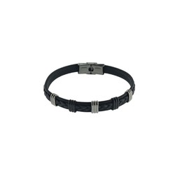 Pulsera Acero Argent Basic 22cm PUHS2250N Piel Negra