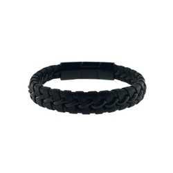 Pulsera Acero Argent Basic 22x1,5cm PUHS2344 Piel Negra