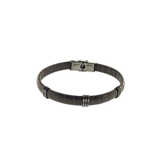 Pulsera Acero Argent Basic 23cm PUHS2203M Piel Marrón