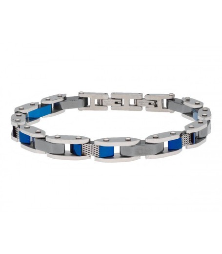 Pulsera Acero Bicolor Azul Hombre Liska MTC112BR-A Eslabones