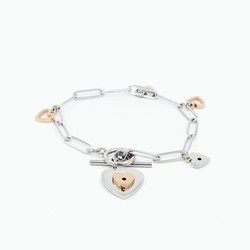 Pulsera Acero Bicolor Dorado Sovrani AV0049 Charms Corazones