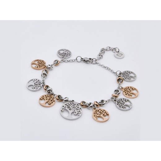 Pulsera Acero Bicolor Dorado Sovrani AV0070 Charms Árbol De La Vida