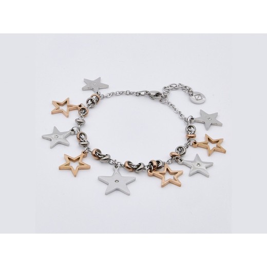 Pulsera Acero Bicolor Rosado Sovrani AV0071 Charms Estrellas