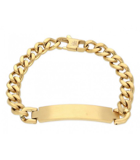 Pulsera Acero Dorado Hombre 21cm Liska 845BR227-D Cadena Placa