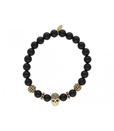 Pulsera Acero Dorado Hombre Liska RB126BR-D Piedras Naturales Calavera