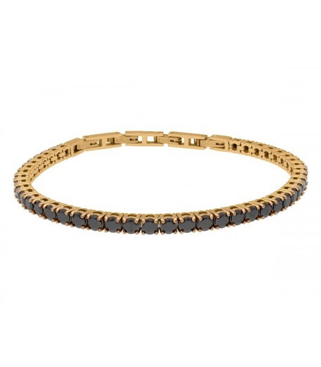 Pulsera Acero Dorado Hombre Liska RB226BR-DN Cadena Circonitas