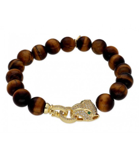 Pulsera Acero Dorado Liska Mujer SHA072 Piedras Marrones Leopardo