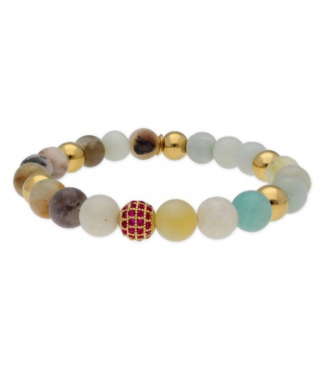 Pulsera Acero Dorado Liska Mujer SHA073 Piedras Naturales Multicolor