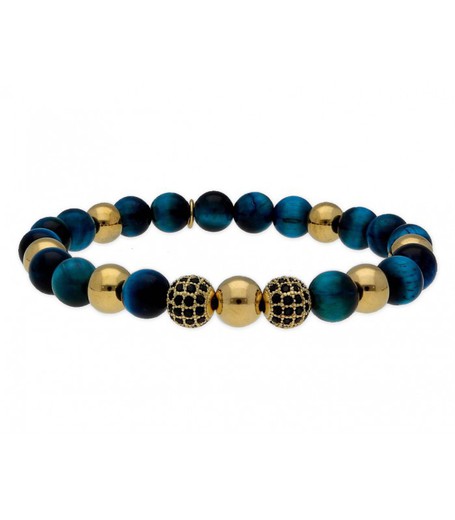 Pulsera Acero Dorado Liska Mujer SHA075 Piedras Naturales Azules