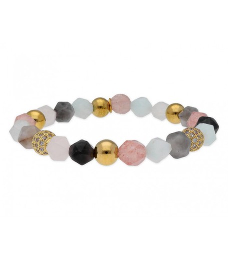 Pulsera Acero Dorado Liska Mujer SHA082 Piedras Naturales Multicolor