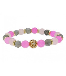 Pulsera Acero Dorado Liska Mujer SHA083 Piedras Rosa Bicolor Gris