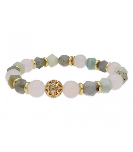 Pulsera Acero Dorado Liska Mujer SHA084 Piedras Naturales Multicolor