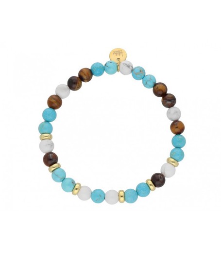 Pulsera Acero Dorado Liska Mujer SHA085 Piedras Naturales Turquesa