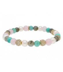 Pulsera Acero Dorado Liska Mujer SHA086 Piedras Naturales Multicolor