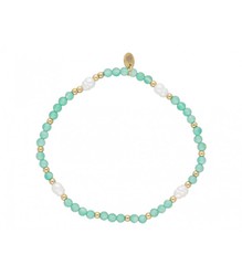 Pulsera Acero Dorado Liska Mujer SHA140-1 Green Ágata