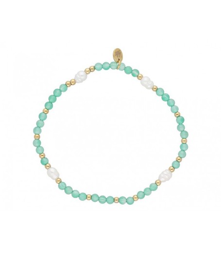 Pulsera Acero Dorado Liska Mujer SHA140-1 Green Ágata