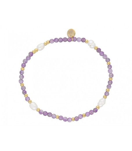 Pulsera Acero Dorado Liska Mujer SHA140-3 Amatista Perla