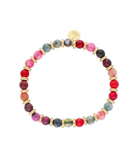 Pulsera Acero Dorado Liska Mujer SHA141-D Piedras Naturales Multicolor