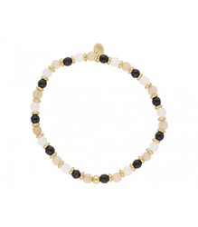 Pulsera Acero Dorado Liska Mujer SHA144-D Piedras Negras Bicolor Blanco