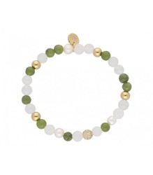 Pulsera Acero Dorado Liska Mujer SHA149-V Piedras Verdes Bicolor Blancas