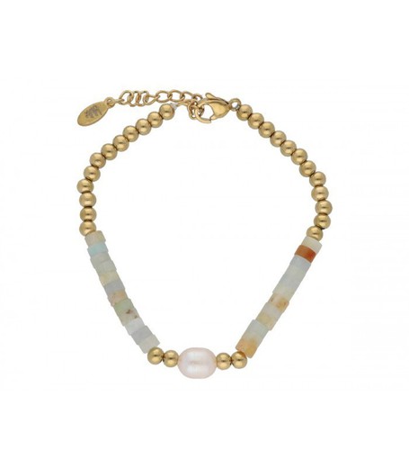 Pulsera Acero Dorado Liska Mujer SHA155-AZ Amazonita Perla