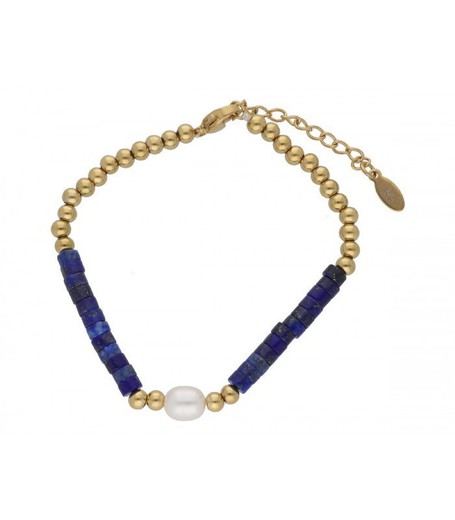 Pulsera Acero Dorado Liska Mujer SHA155-LP Lapislázuli Perla