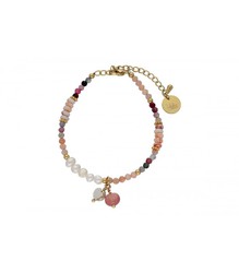 Pulsera Acero Dorado Liska Mujer SHA176 Piedras Naturales Rosadas