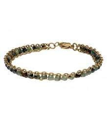 Pulsera Acero Dorado Liska Mujer SHA183 Piedras Naturales Verdes