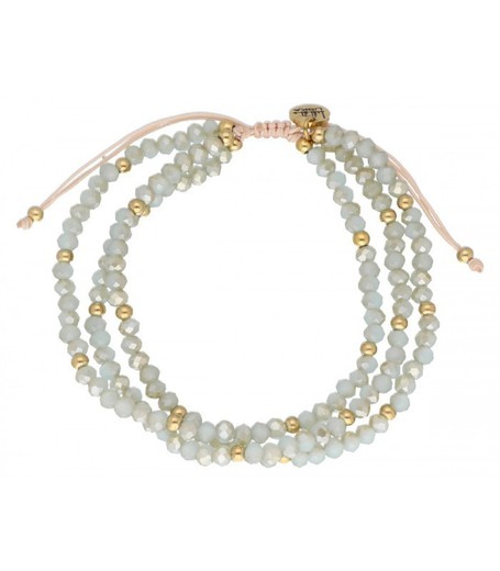 Pulsera Acero Dorado Liska Mujer SHA192 Piedras Naturales Blancas