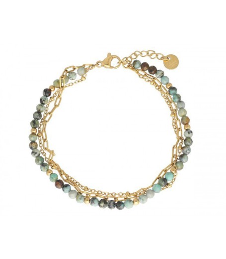 Pulsera Acero Dorado Liska Mujer SHA207BR Turmalina Africana