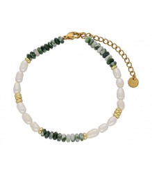 Pulsera Acero Dorado Liska Mujer SHA223BR Perlas Piedras Naturales