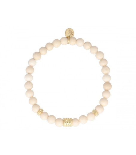 Pulsera Acero Dorado Liska Mujer SHA239-C Cream Stone