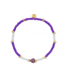 Pulsera Acero Dorado Liska Mujer SHA241-4 Piedras Moradas Bicolor Blanco