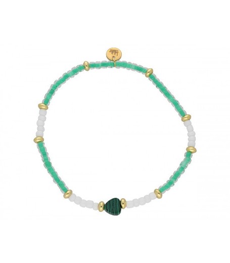 Pulsera Acero Dorado Liska Mujer SHA241-6 Piedras Blancas Bicolor Turquesa