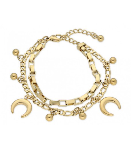 Pulsera Acero Dorado Mujer 17+5 cm Liska CH023BR-D Lunas Cadenas