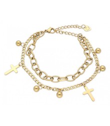 Pulsera Acero Dorado Mujer 17+5 cm Liska CH024BR-D Cruces Cadenas