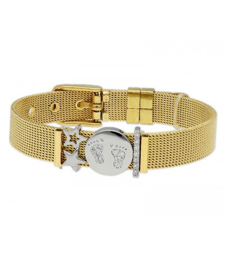 Pulsera Acero Dorado Mujer Liska LMBR44BD-B Alloy Estrellas Pies