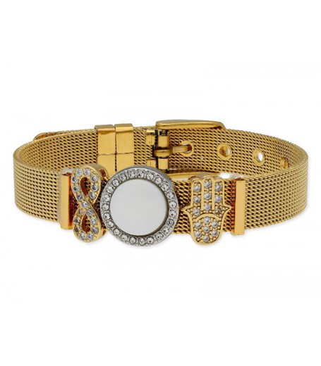 Pulsera Acero Dorado Mujer Liska LMBR57 Alloy Infinito Perla Mano