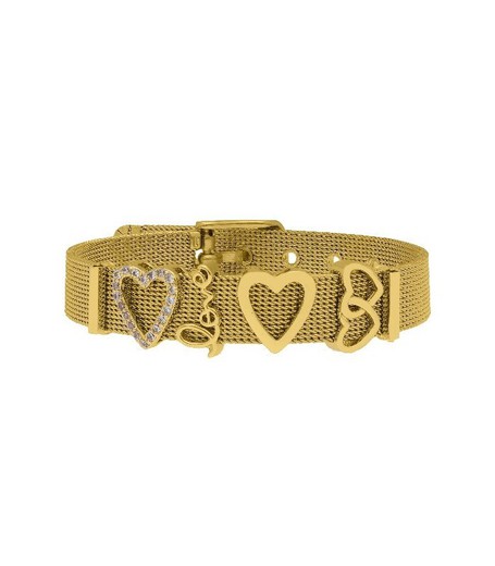 Pulsera Acero Dorado Mujer Liska LMBR81 Alloy Corazones Love