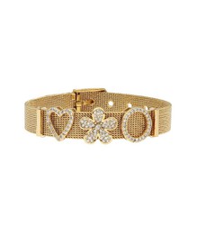 Pulsera Acero Dorado Mujer Liska LMBR89 Alloy Corazón Flor Circonitas