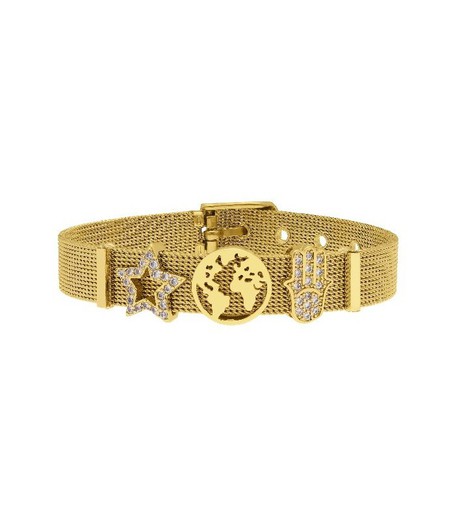 Pulsera Acero Dorado Mujer Liska LMBR97 Alloy Estrella Mundo Mano