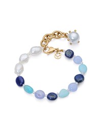 Pulsera Acero Dorado Viceroy Mujer 14042P01013 Piedras Azules Perlas