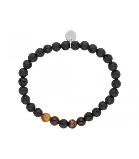 Pulsera Acero Hombre 6mm Liska BALI031BR-LV Piedras Naturales