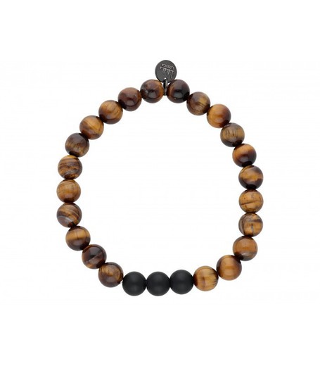 Pulsera Acero Hombre 6mm Liska BALI031BR-TB Piedras Naturales