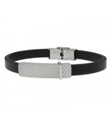 Pulsera Acero Hombre Liska 845BR1085 Piel Negra