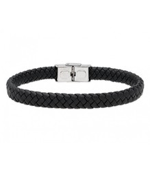 Pulsera Acero Hombre Liska 847BR287-N Piel Negra Trenzada