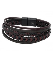 Pulsera Acero Hombre Liska 847BR337-M Piel Negra Marrón Trenzada