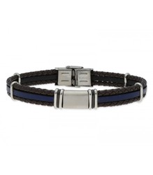 Pulsera Acero Hombre Liska 84BA1059 Azul Bicolor Negra Trenzada