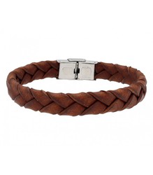 Pulsera Acero Hombre Liska 84BA1087-M Piel Marrón Trenzada