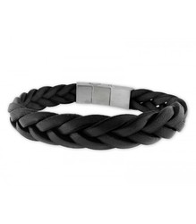 Pulsera Acero Hombre Liska 84BA1185-N Piel Negra Trenzada